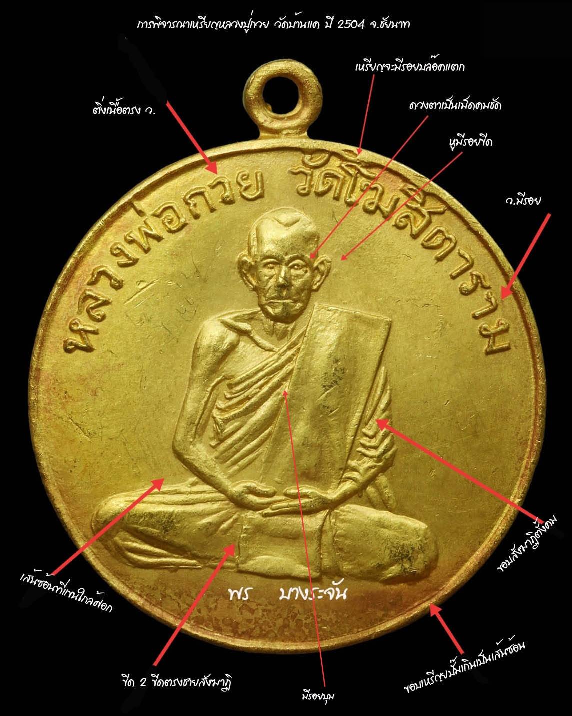 เหรียญหลวงพ่อกวย รุ่นแรก ปี 2504,Luang Pho Kuai Medal, first model, 1961瑯勃拉邦（Luang Pho Kuai）獎章，第一名，1961年